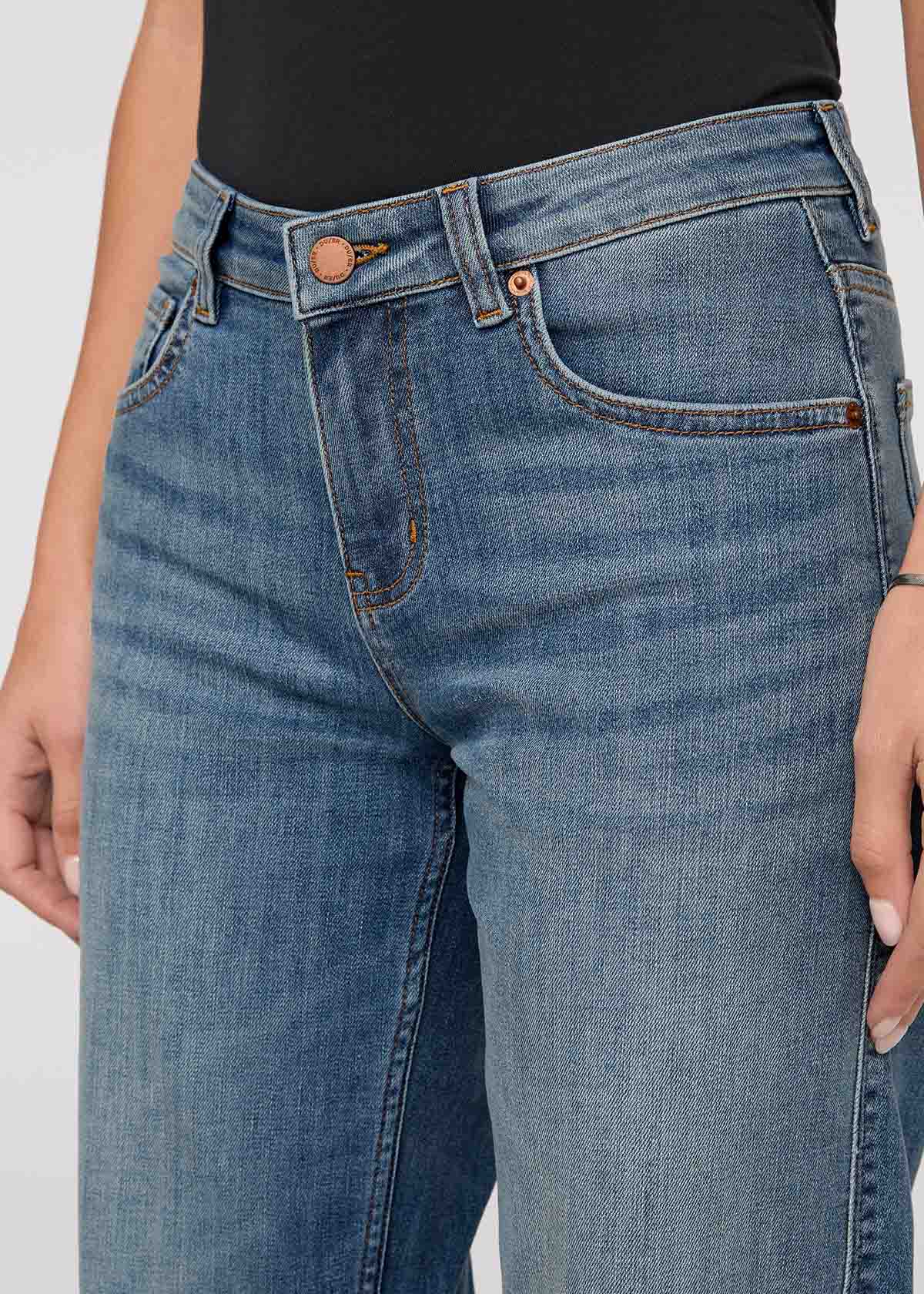 Performance Denim Mid Rise Straight - Blue Ash