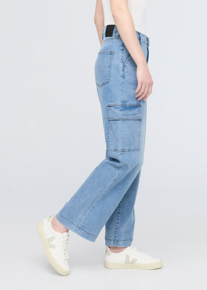 Performance Denim Lite High Rise Cargo - Pacific