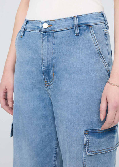 Performance Denim Lite High Rise Cargo - Pacific