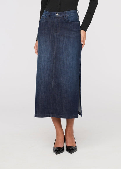 Performance Denim Slit Skirt