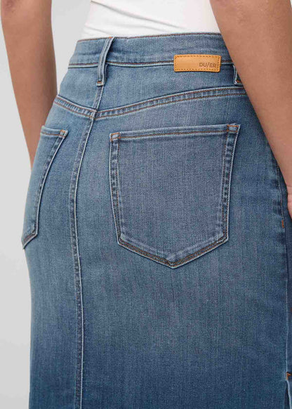 Performance Denim Slit Skirt - Blue Ash