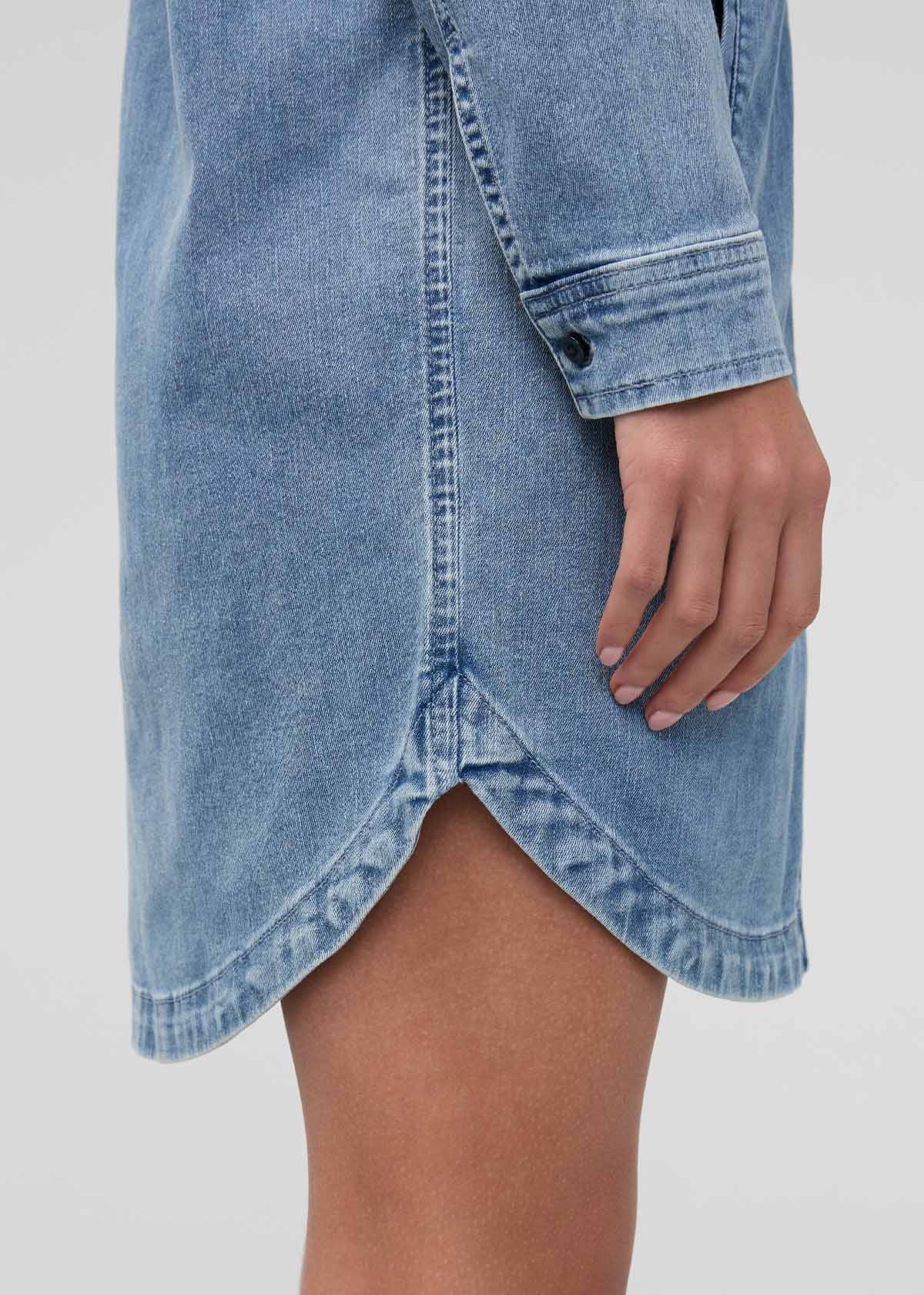 Performance Denim Lite Shirt Dress - Washed Indigo