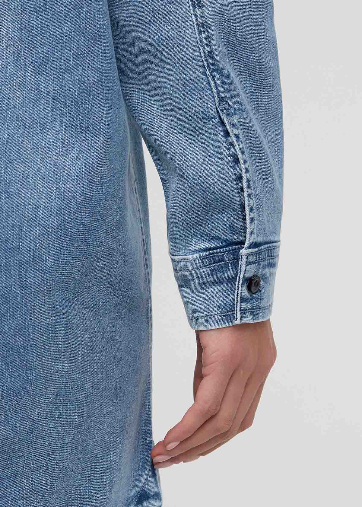 Performance Denim Lite Shirt Dress - Washed Indigo