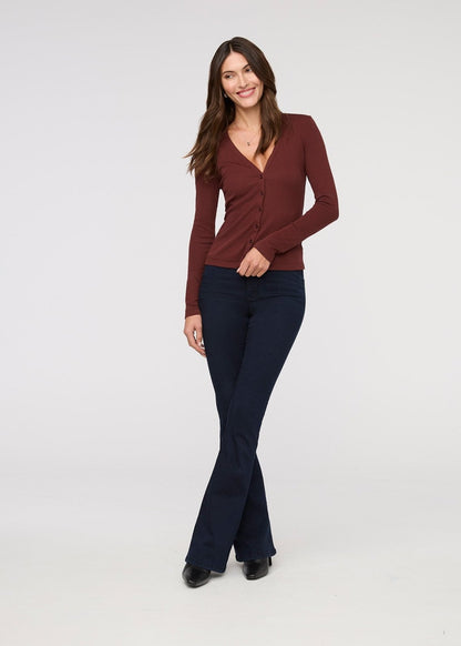 Ribbed Pima Fitted Button Down - Rich Maroon