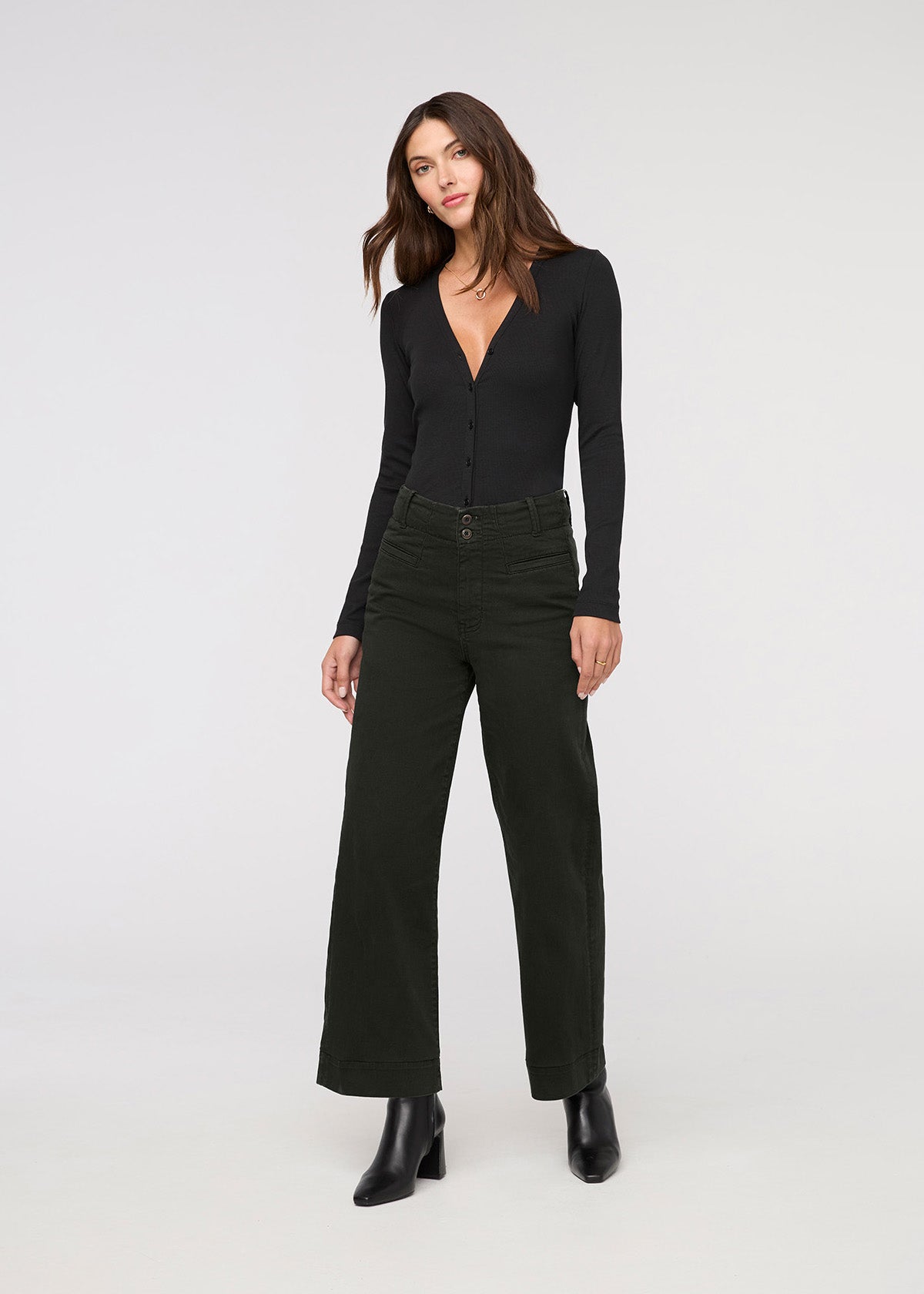 LuxTwill High Rise Trouser - Evergreen