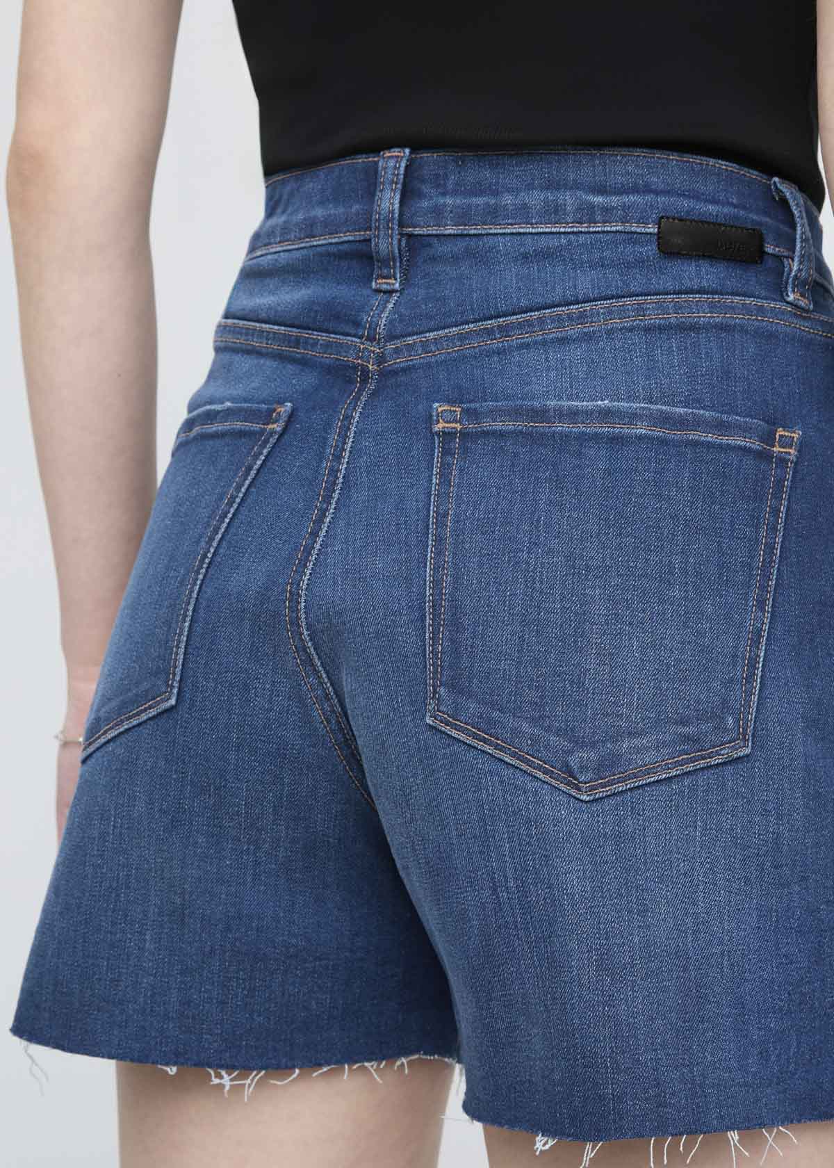 Performance Denim+ High Rise Relaxed Short - Medium Indigo