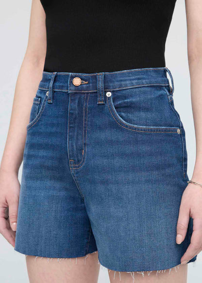 Performance Denim+ High Rise Relaxed Short - Medium Indigo