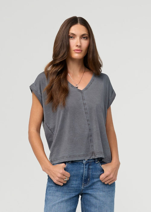PurePima Dolman V-Neck - Washed Grey