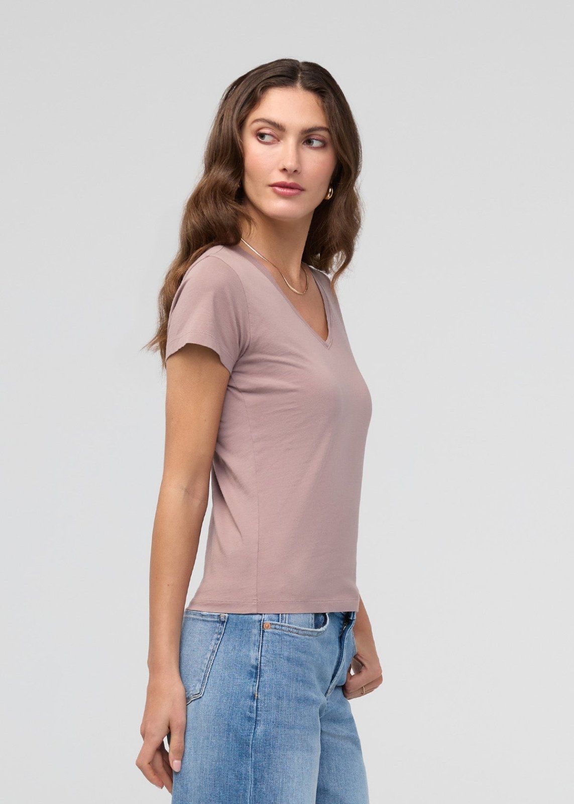 PurePima Slim V-Neck - Hazy Mauve
