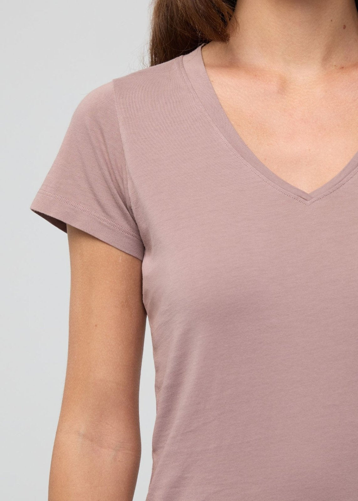 PurePima Slim V-Neck - Hazy Mauve