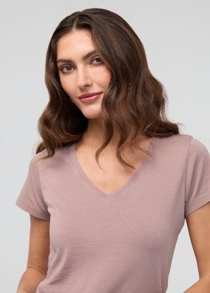 PurePima Slim V-Neck - Hazy Mauve