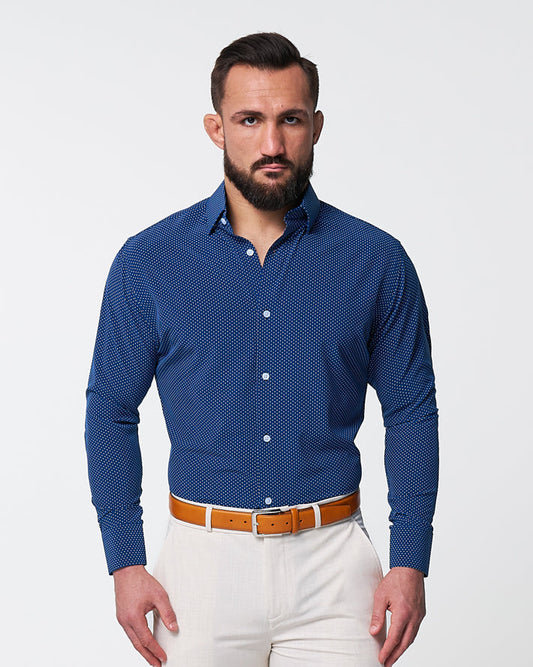 "The Boylston" Navy with White Polka Dots - Classic Fit