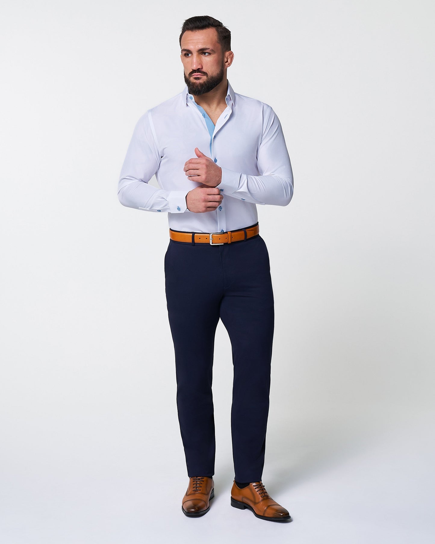 "The Briggs" Solid White with Light Blue Accents