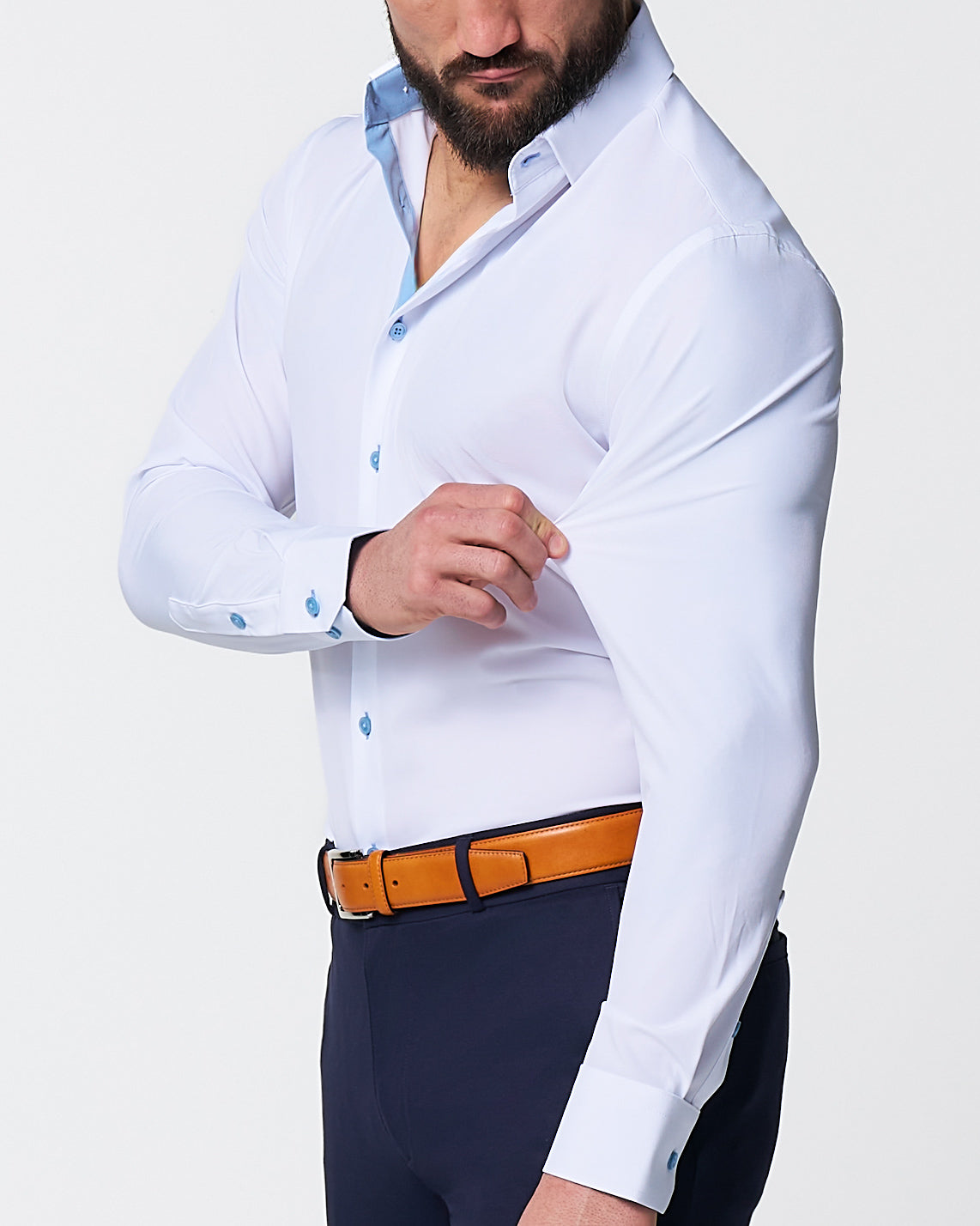 "The Briggs" Solid White with Light Blue Accents