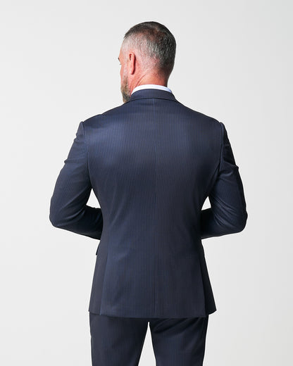 Athletic Fit Stretch Blazer - Knit Blue Chalk Stripe