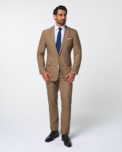 Athletic Fit Stretch Suit Pants - Heathered Cappuccino