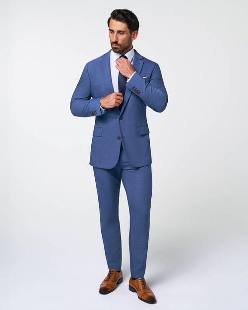 Athletic Fit Stretch Suit - Heathered Blue