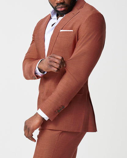 Athletic Fit Stretch Suit - Heathered Burnt Orange