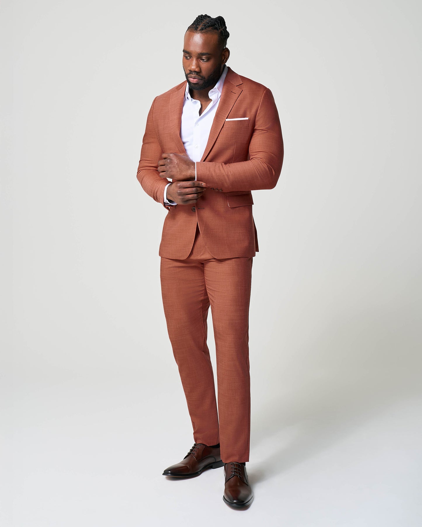 Athletic Fit Stretch Suit - Heathered Burnt Orange