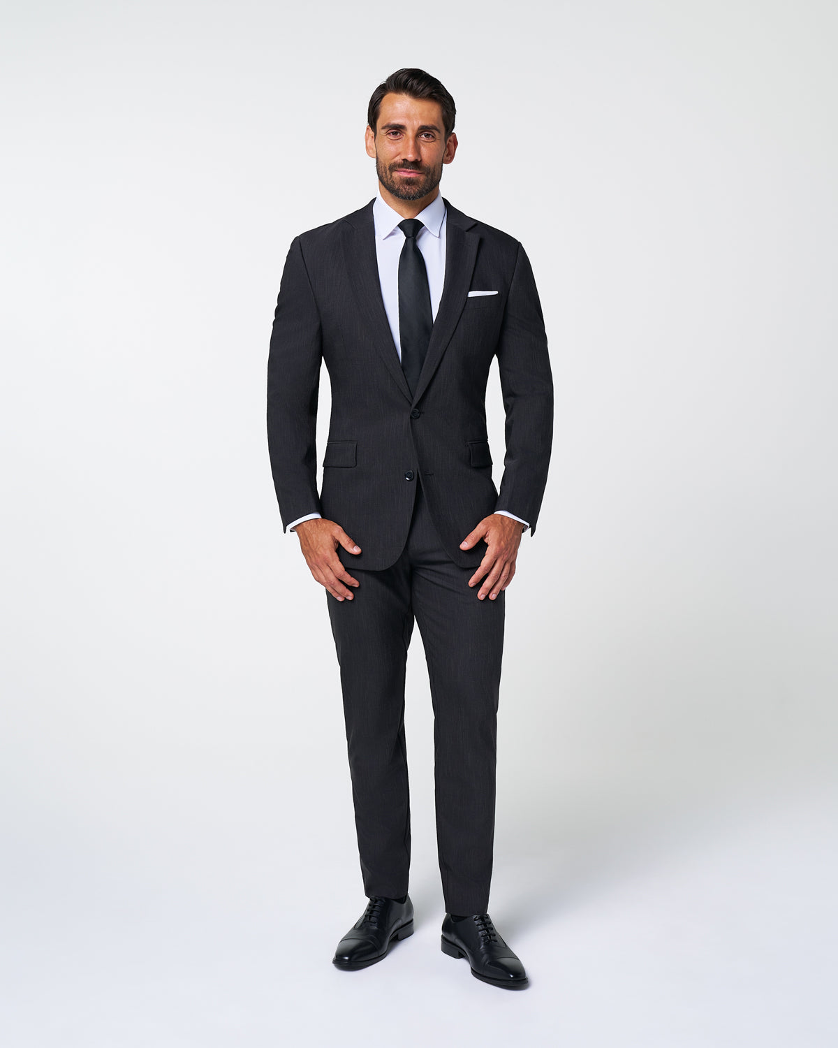 Athletic Fit Stretch Suit - Heathered Charcoal
