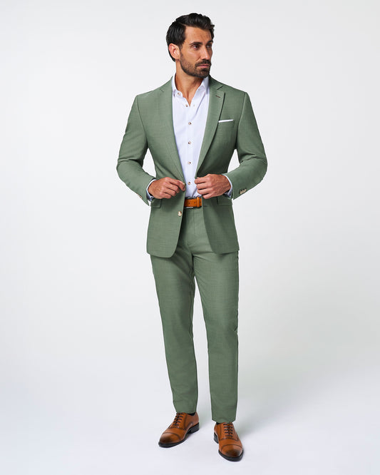 Athletic Fit Stretch Suit - Heathered Forest Green