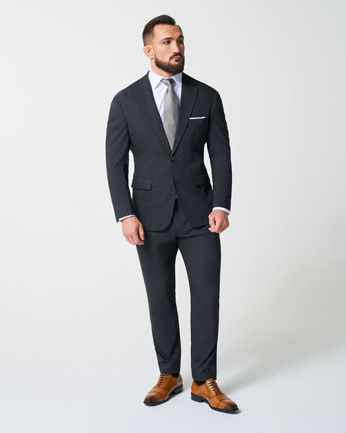 Athletic Fit Stretch Suit - Heathered Midnight Navy