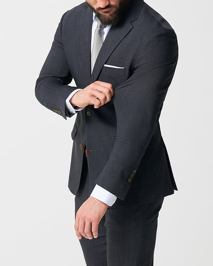 Athletic Fit Stretch Suit - Heathered Midnight Navy
