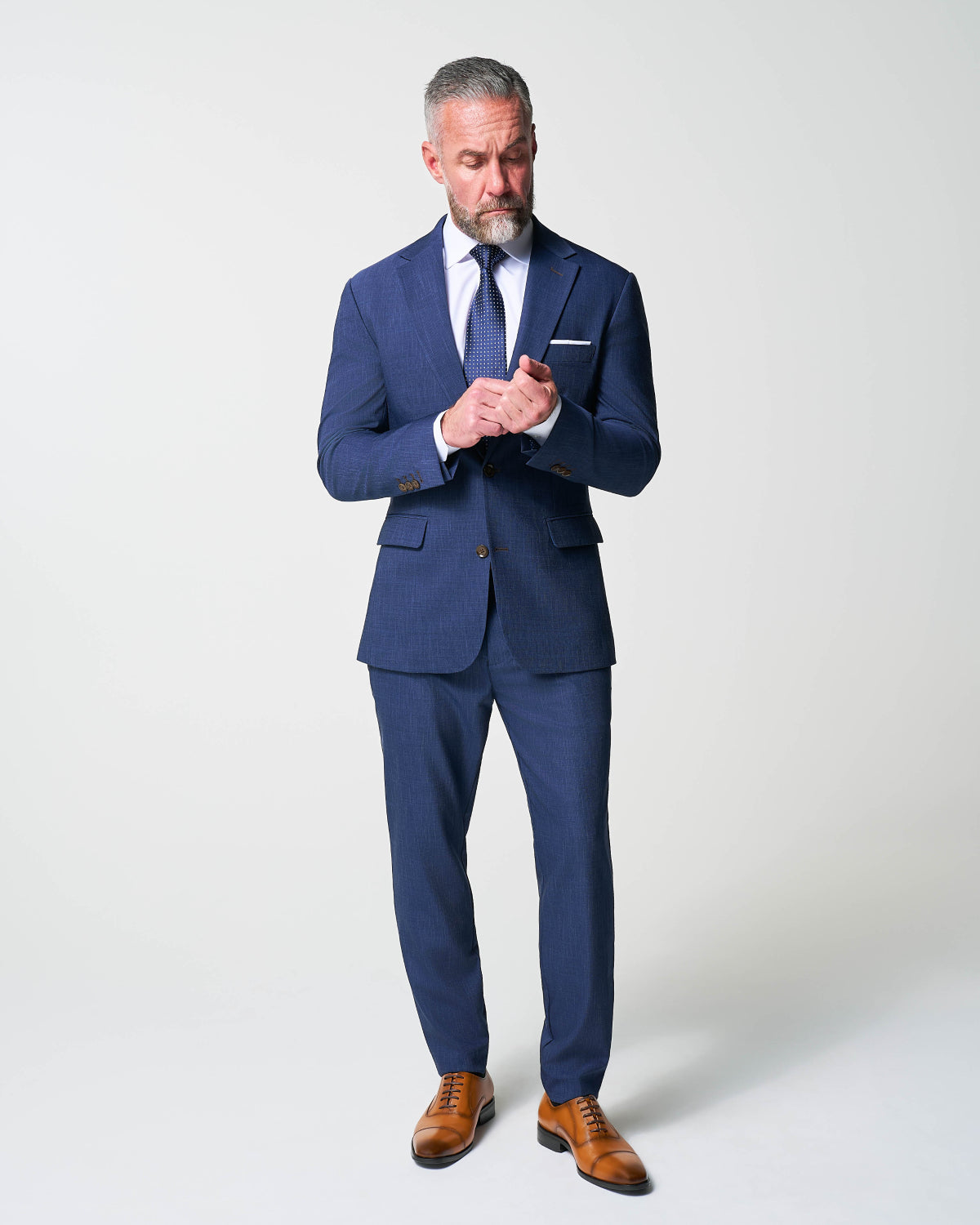 Athletic Fit Stretch Suit - Heathered Navy