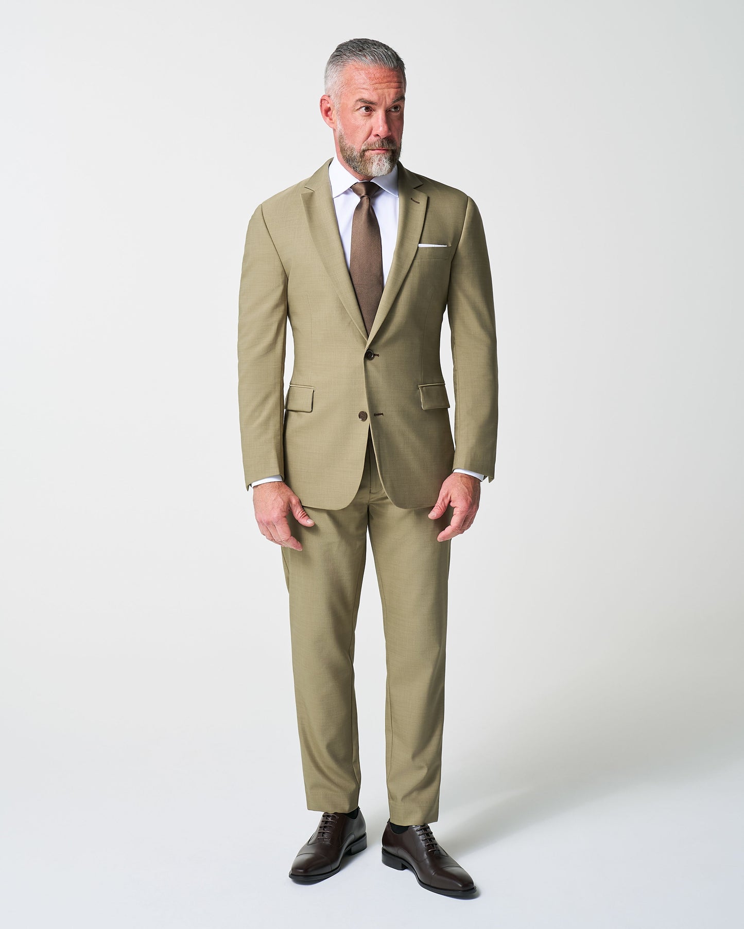 Athletic Fit Stretch Suit - Heathered Olive
