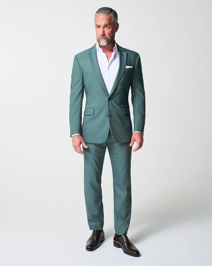 Athletic Fit Stretch Suit - Heathered Sea Green