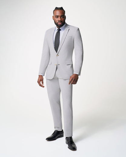 Athletic Fit Stretch Suit - Lightweight Heathered Light Grey