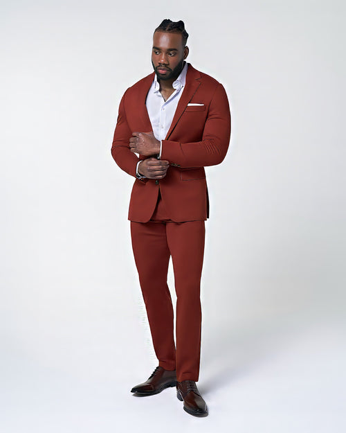 Athletic Fit Stretch Suit - Solid Brick