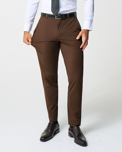 Athletic Fit Stretch Suit - Lightweight Heathered Chocolate