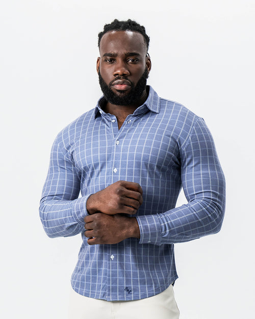"The Davy" Navy, Light Blue, and Cream Button Down