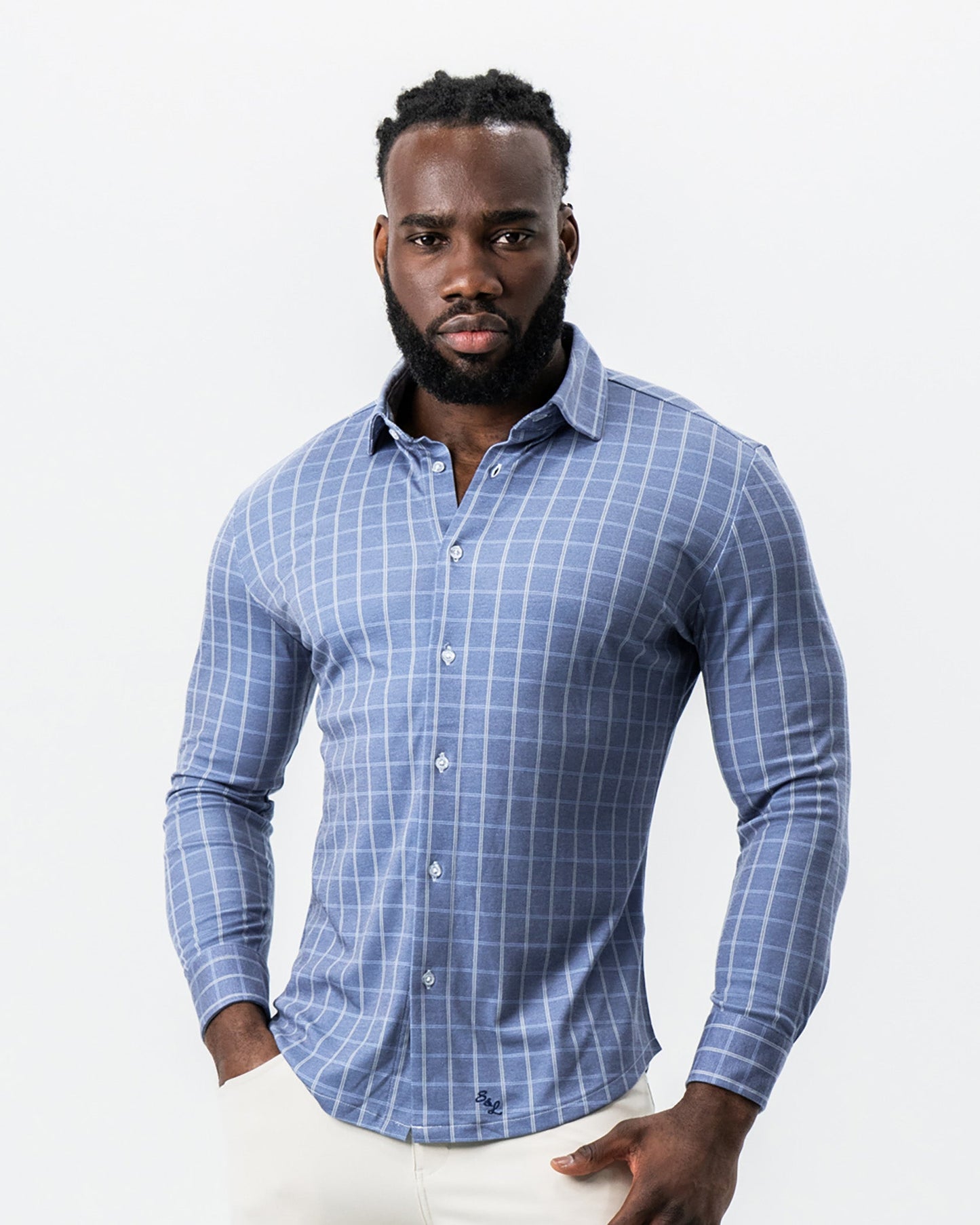 "The Davy" Navy, Light Blue, and Cream Button Down
