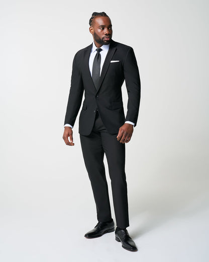 Athletic Fit Stretch Suit Pants - Heathered Black