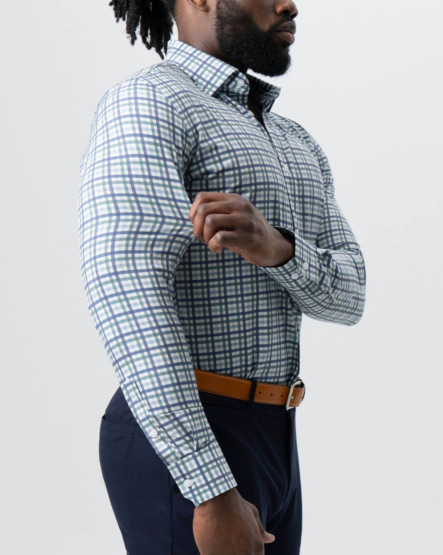 "The Parker" Navy, Light Blue and Pine Green Gingham