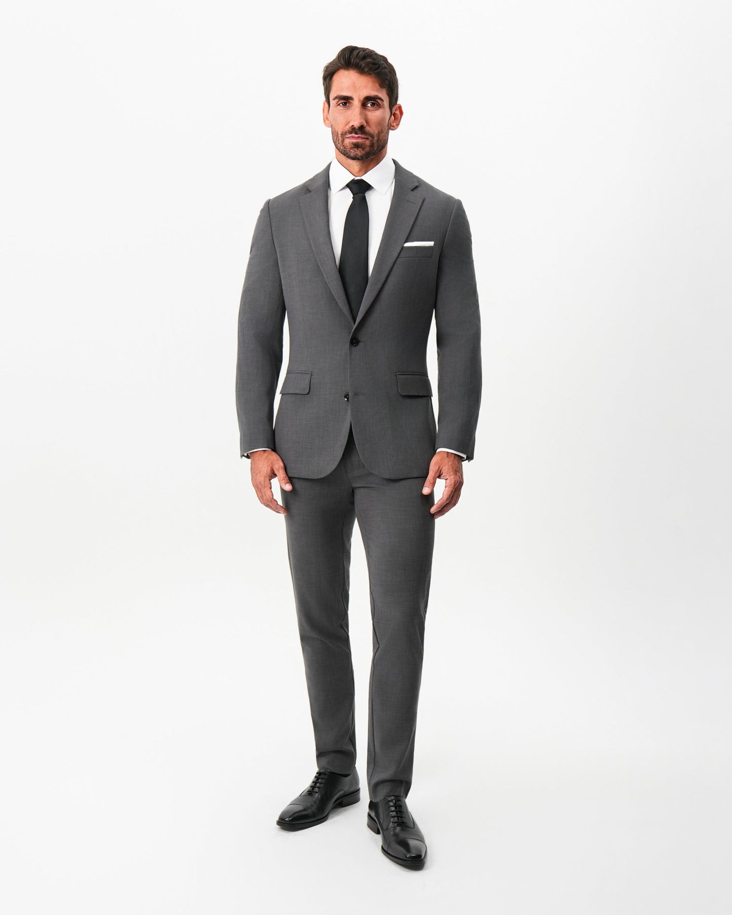 Athletic Fit Stretch Suit - Dark Grey Crosshatch