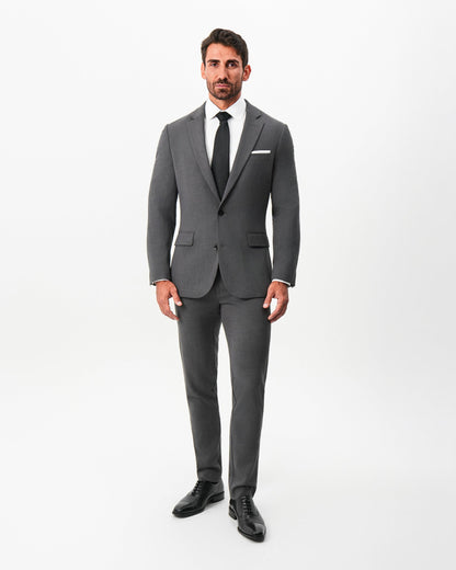 Athletic Fit Stretch Suit - Dark Grey Crosshatch