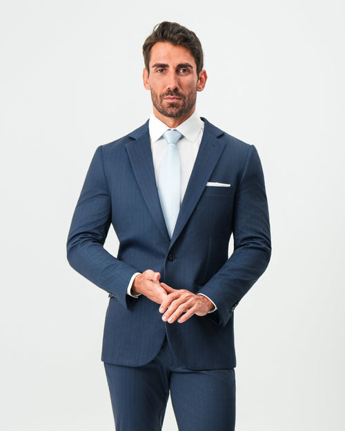 Athletic Fit Stretch Blazer - Navy & White Pinstripe