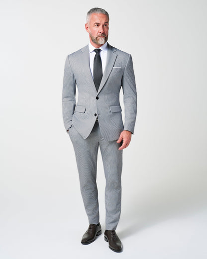 Athletic Fit Stretch Suit - Slate Grey Houndstooth