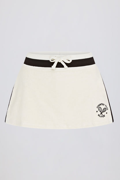 Terry Towelling Mid-Rise Skort in Ivory