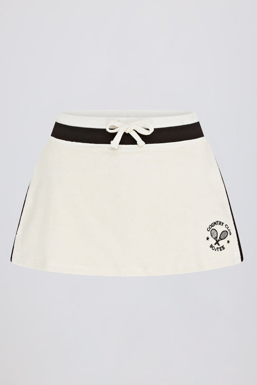 Terry Towelling Mid-Rise Skort in Ivory